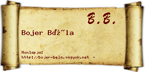 Bojer Béla névjegykártya